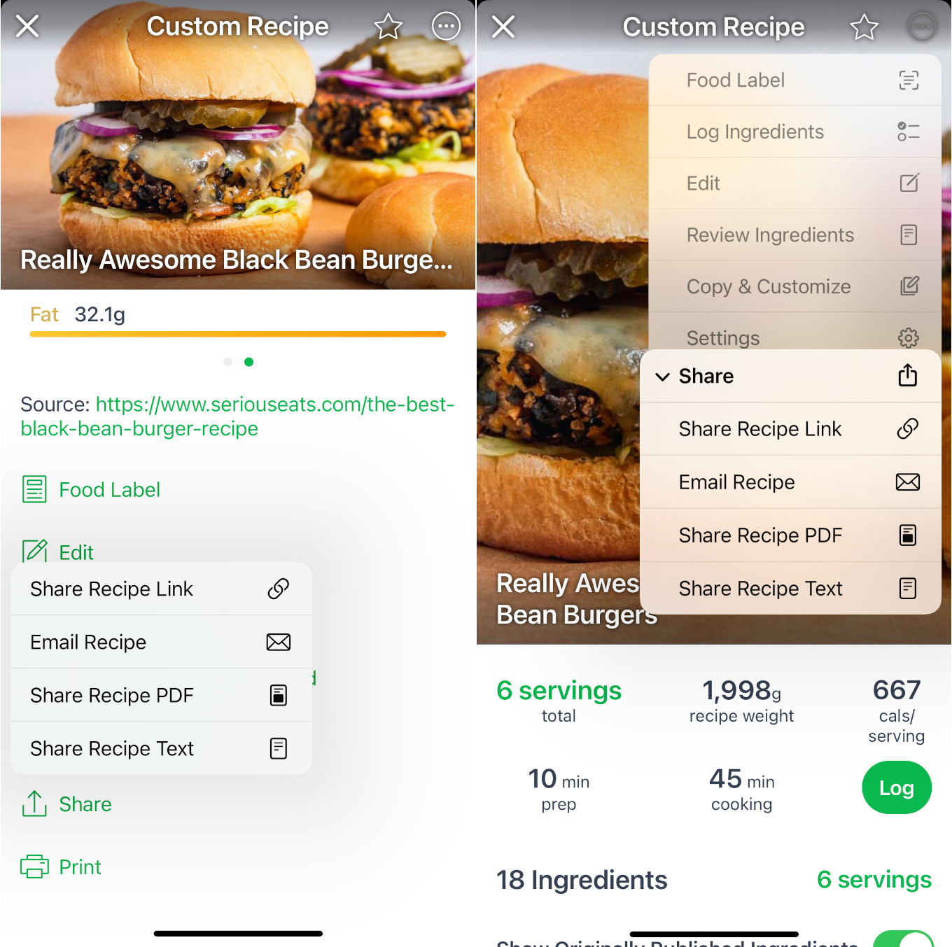 Tips for sharing recipes in MyNetDiary
